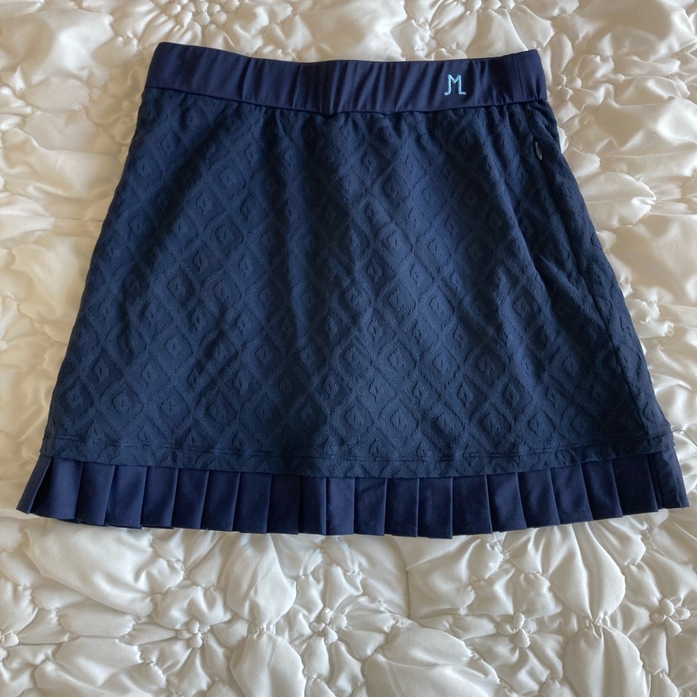 Designer Tennis or golf Mini Skirt Navy Textured pleated athleisure wear